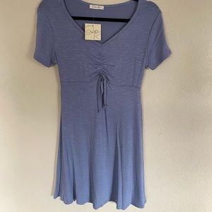 Blue mini a-line jersey dress